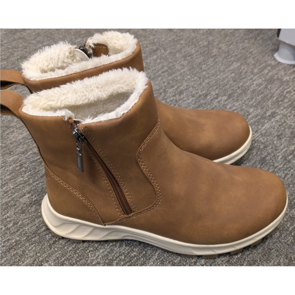 Khombu Girl's Size 6 Brown Faux Fur Lined Boots Zipper Ankle